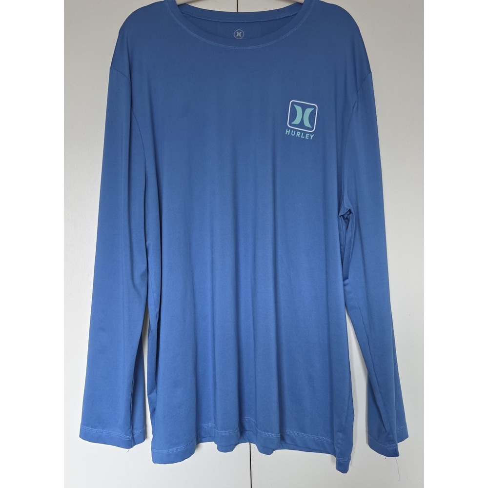 Hurley Blue 2XL Long Sleeve Athletic Shirt With Logo ~ EUC ~